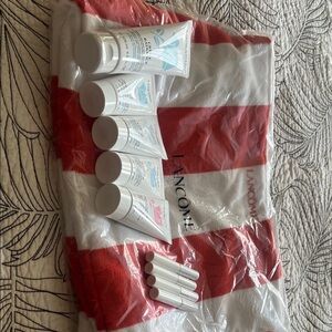Lancome Cleansers Set with White and Red Terry Cloth Towel Bag